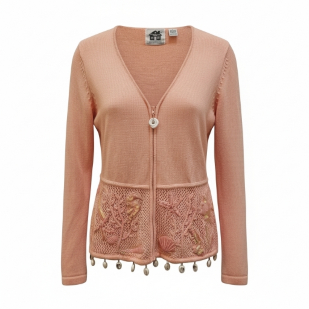 Storybook Knits Peach Embroidered Cardigan